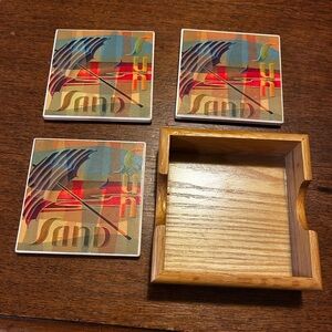 Abstract Sun And Sand Ceramic Coasters - Set Of 3